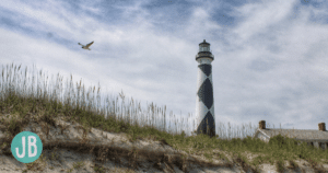Lighthouse during the day with a unique daymark